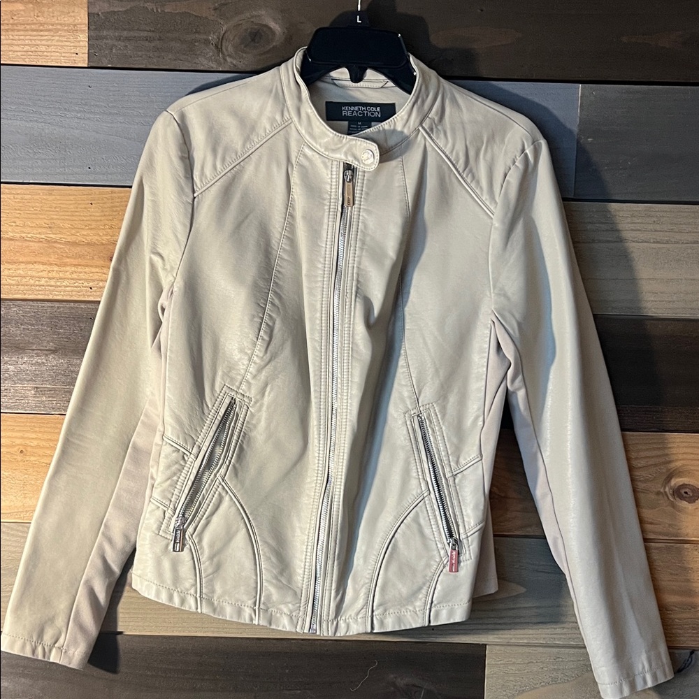 Kenneth Cole Reaction Cream Leather Jacket